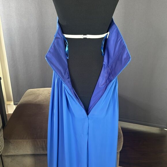 Women’s Blue Full Length Strapless Formal Dress Matching Shawl Size XL (14) NEW - Picture 7 of 10